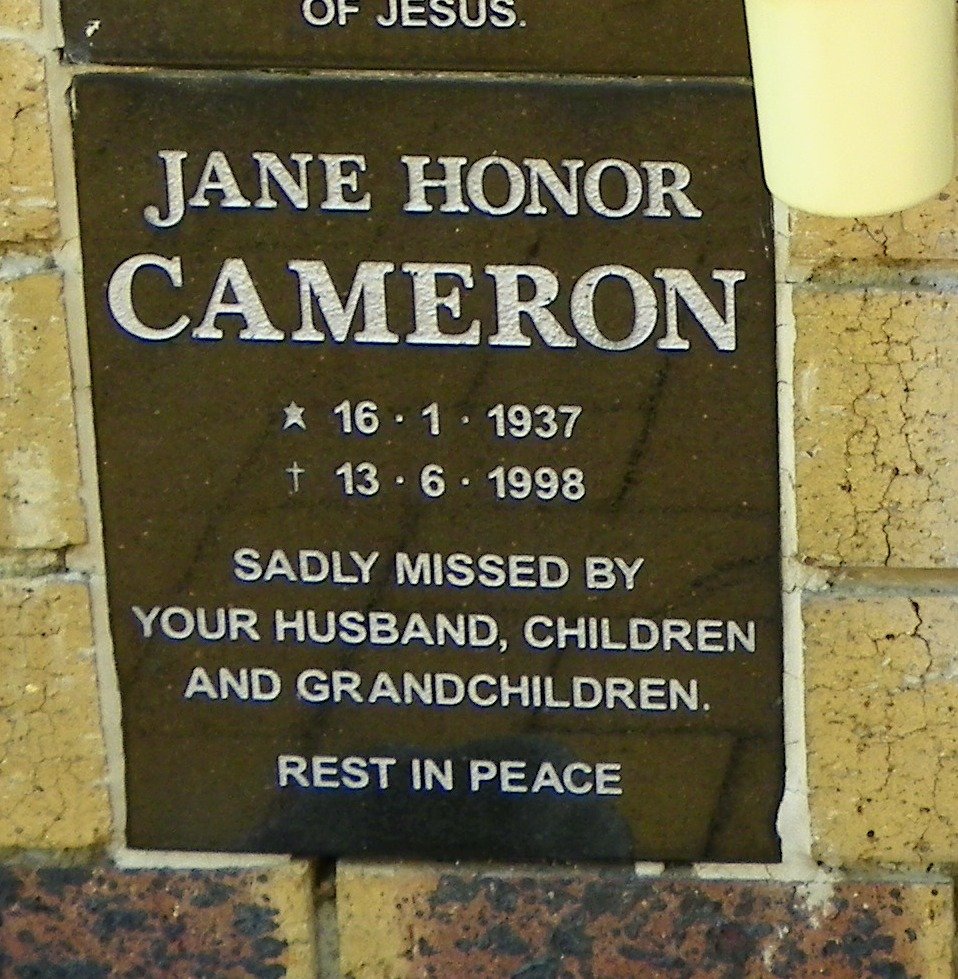 CAMERON Jane Honor 1937-1998