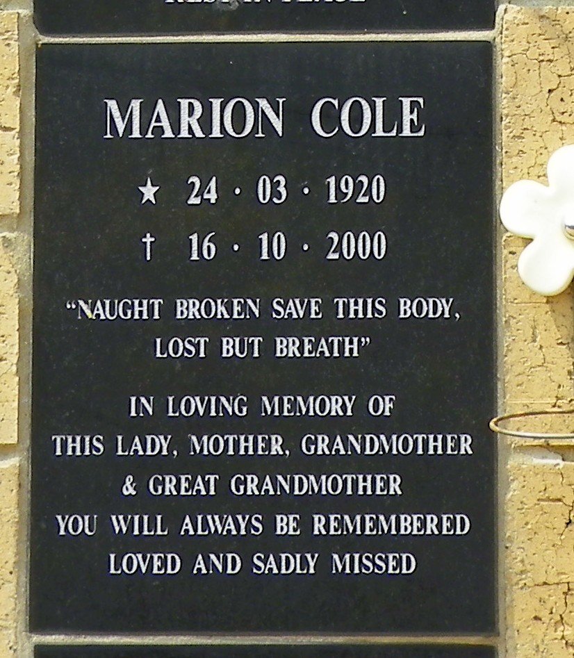 COLE Marion 1920-2000