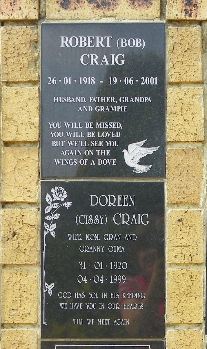 CRAIG Robert 1918-2001 &amp; Doreen 1920-1999