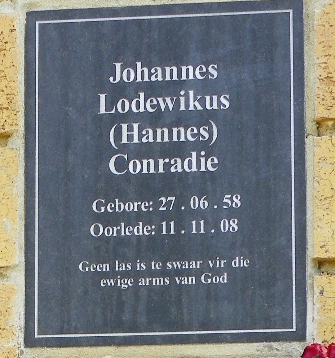CONRADIE Johannes Lodewikus 1958-2008