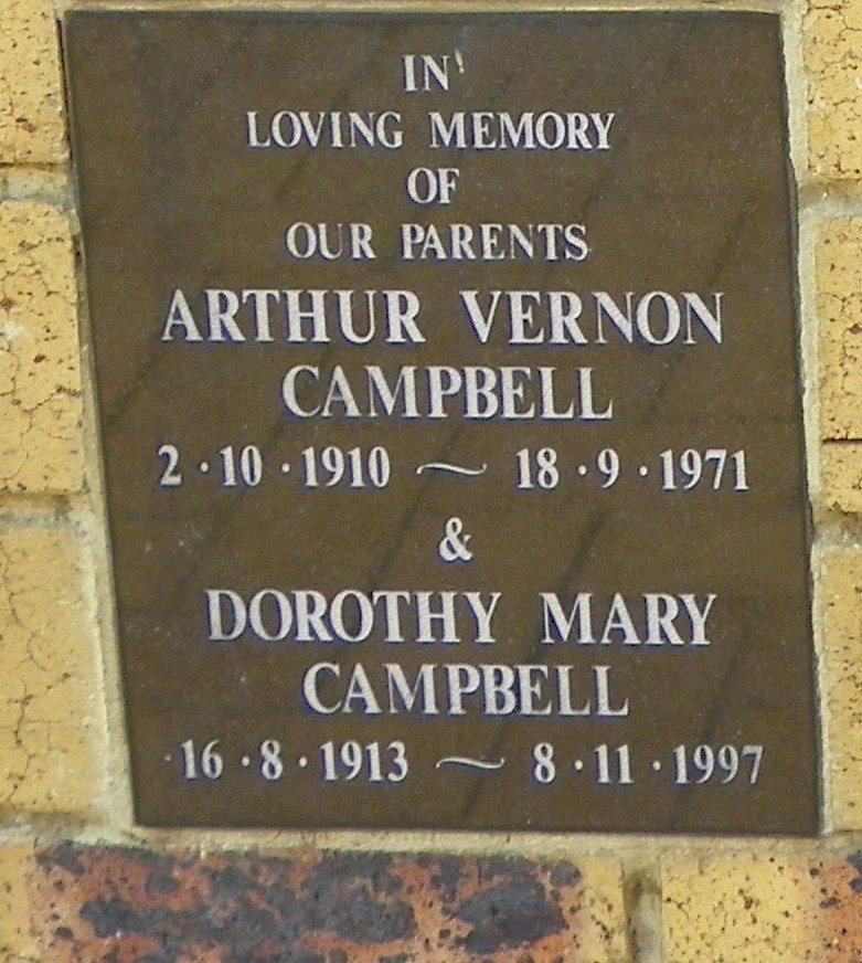 CAMPBELL Arthur Vernon 1910-1971 &amp; Dorothy Mary 1913-1997
