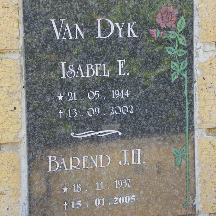 DYK Barend J.H., van 1937-2005 &amp; Isabel E. 1944-2002