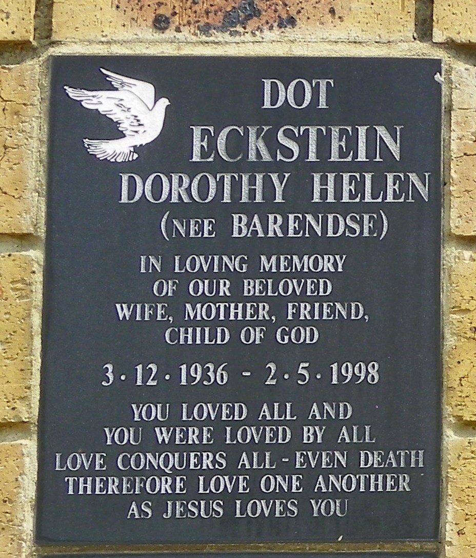 ECKSTEIN Dorothy Helen nee BARENDSE 1936-1998