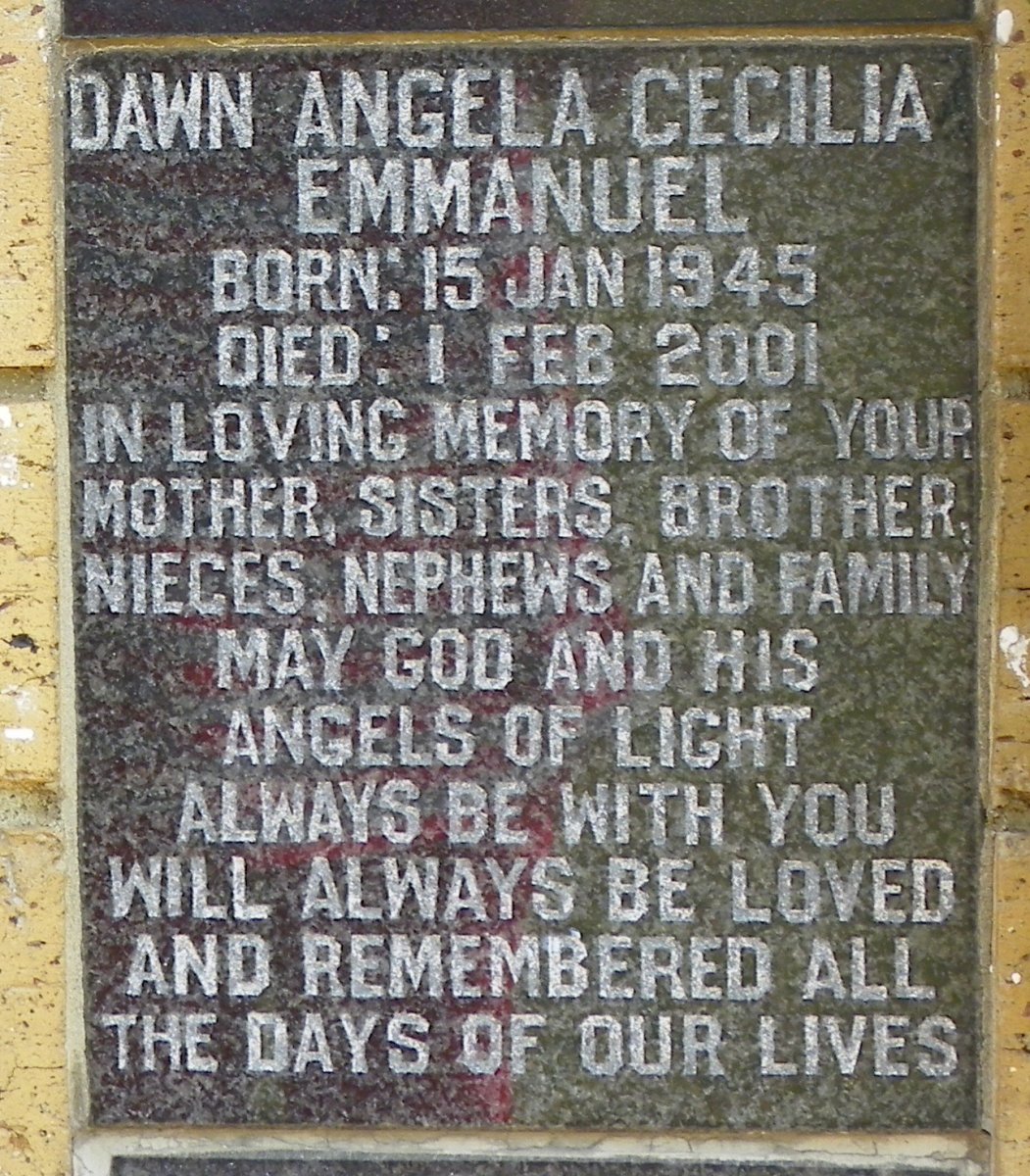 EMMANUEL Dawn Angela Cecilia 1945-2001