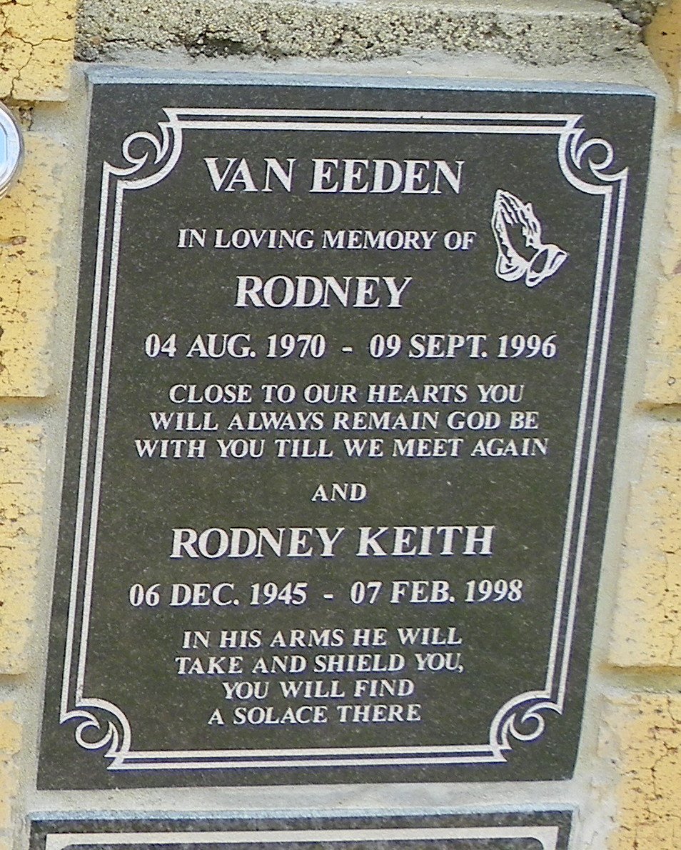 EEDEN Rodney Keith, van 1945-1998 :: VAN EEDEN Rodney 1970-1996
