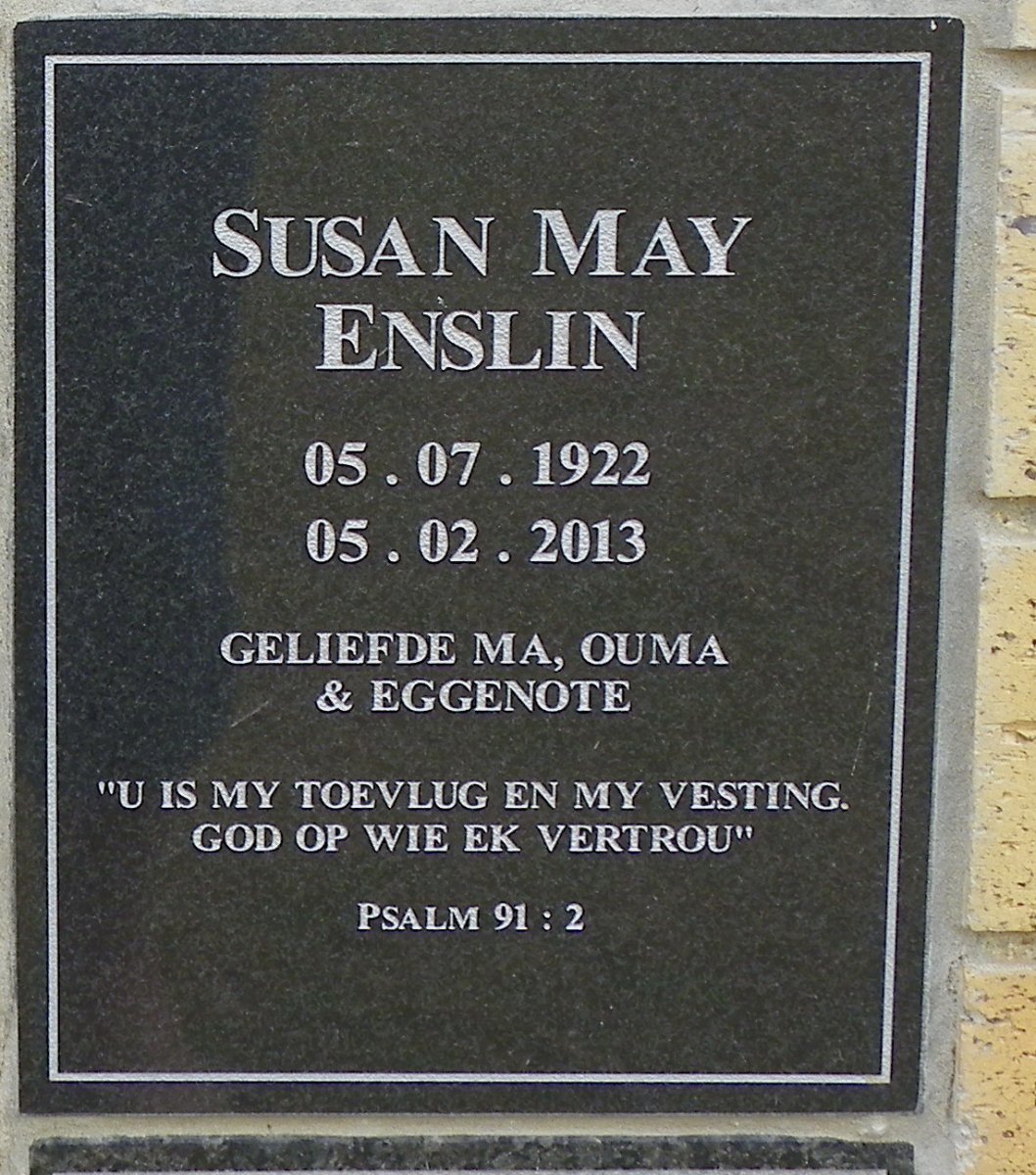 ENSLIN Susan May 1922-2013