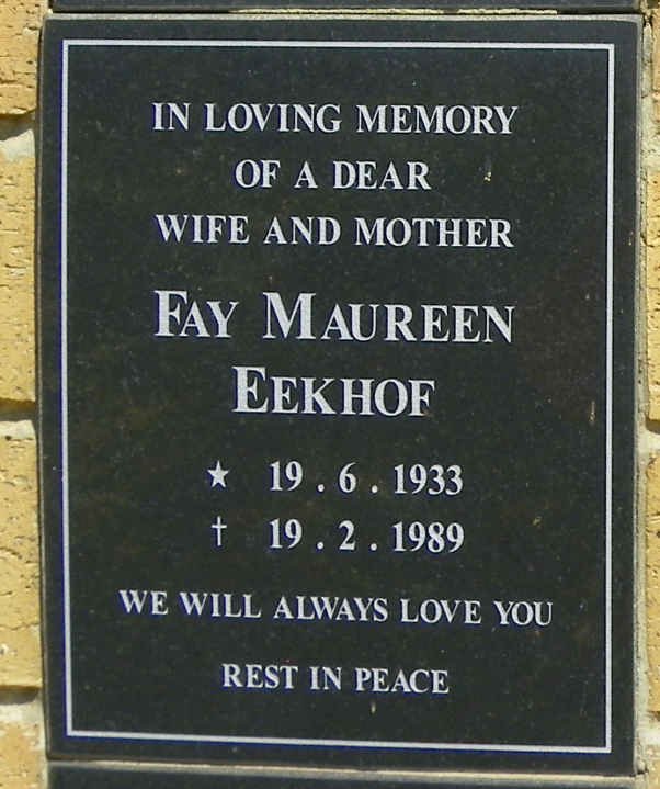 EEKHOFF Fay Maureen 1933-1989