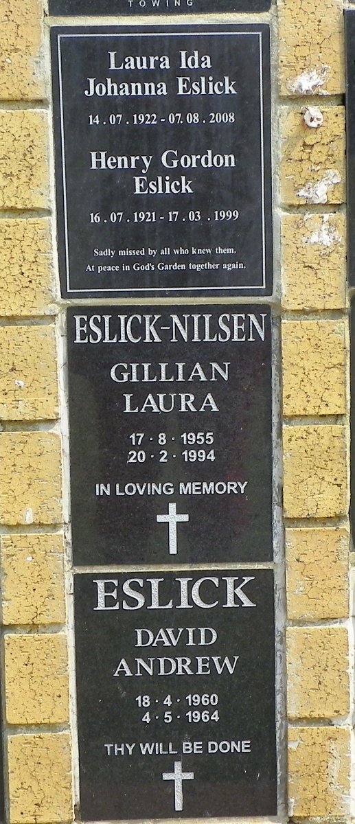 ESLICK Henry Gordon 1921-1999 &amp; Laura Ida Johanna 1922-2008