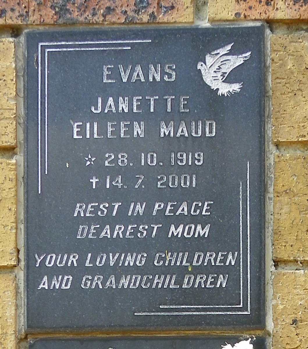 EVANS Janette Eileen Maud 1919-2001
