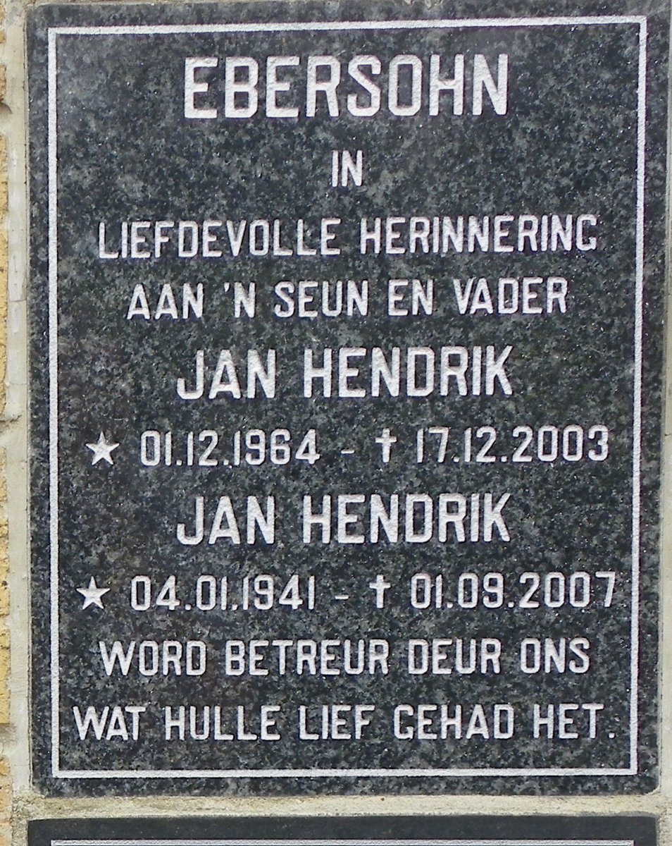 EBERSOHN Jan Hendrik 1941-2007 :: EBERSOHN Jan Hendrik 1964-2003