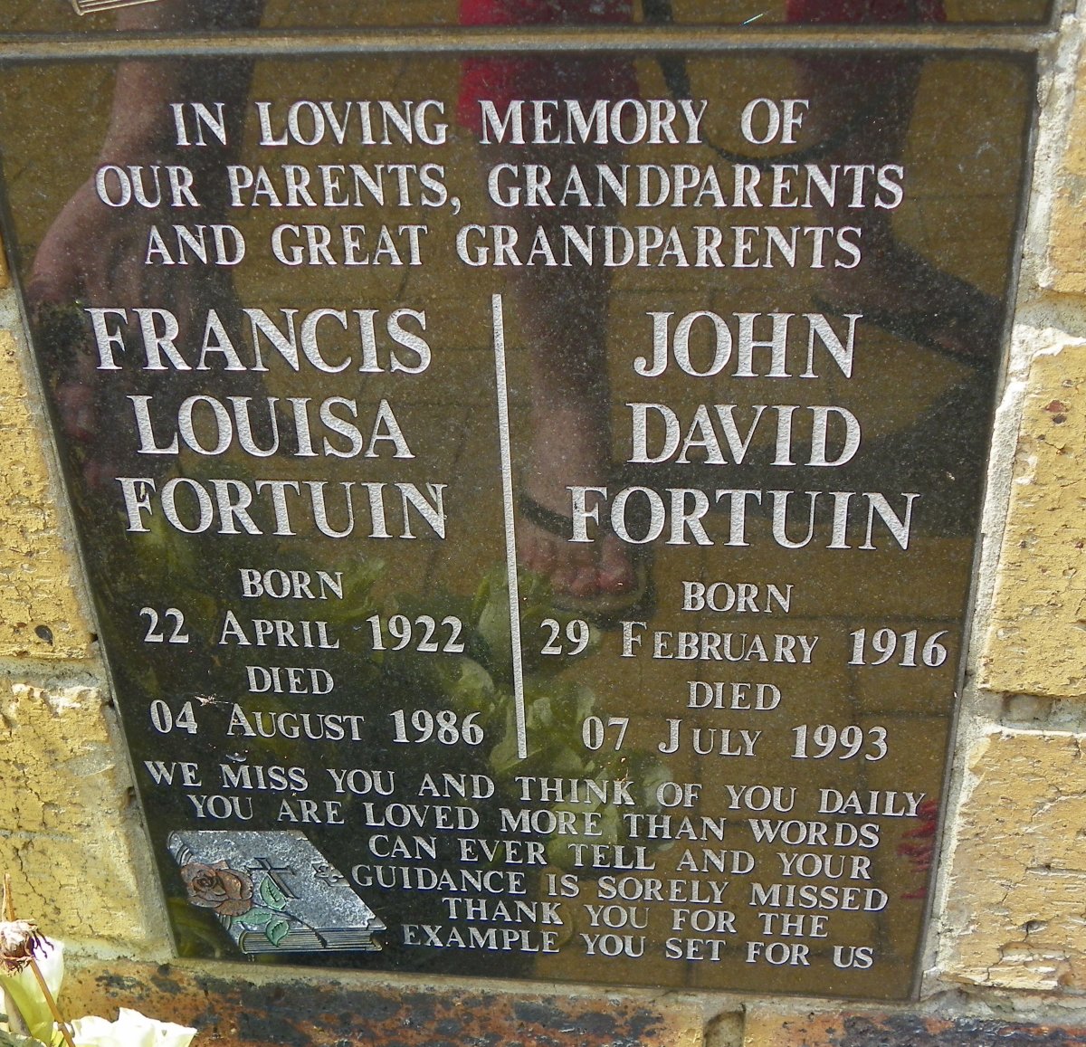 FORTUIN John David 1916-1993 &amp; Francis Louisa 1922-1986