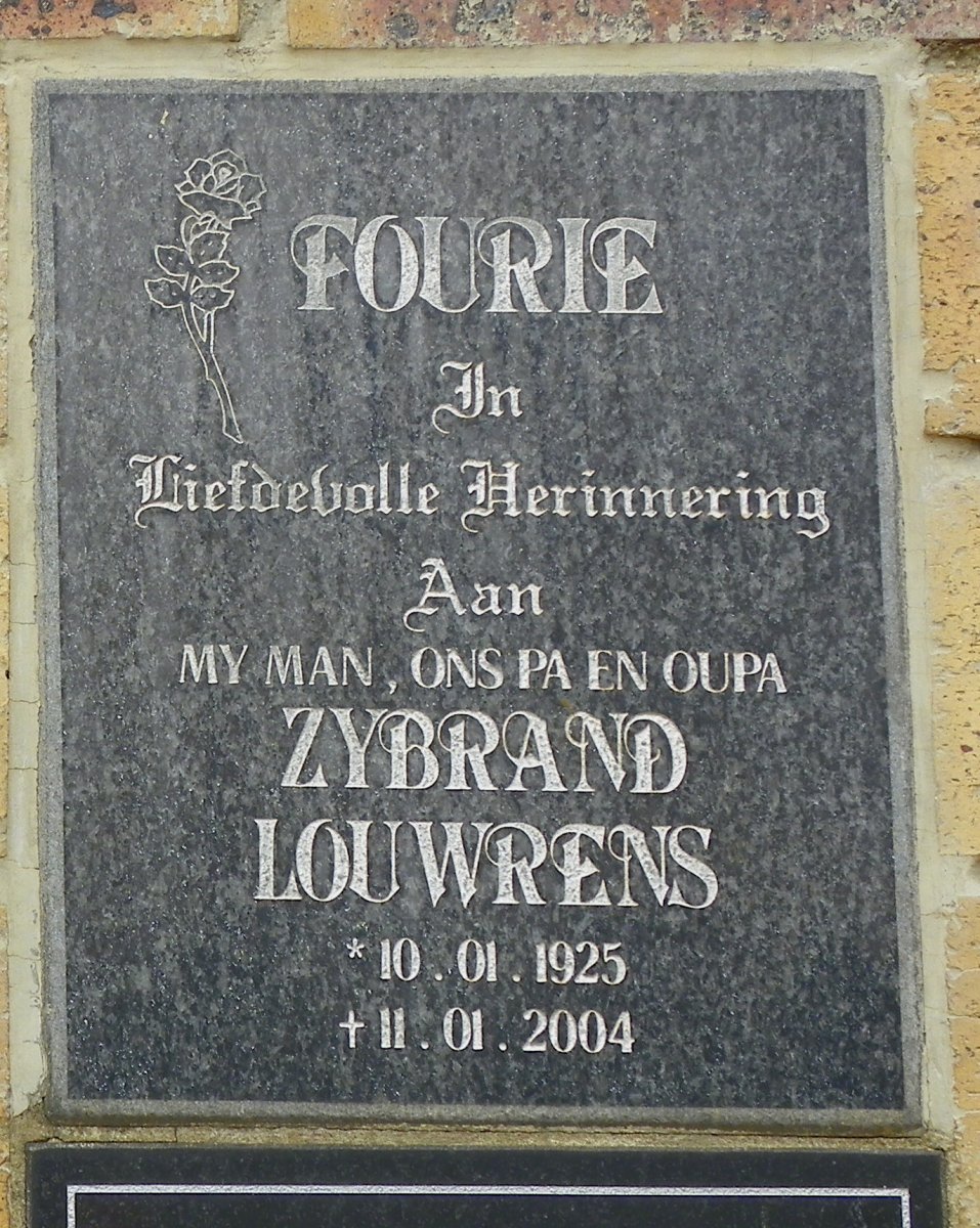 FOURIE Zybrand Louwrens 1925-2004