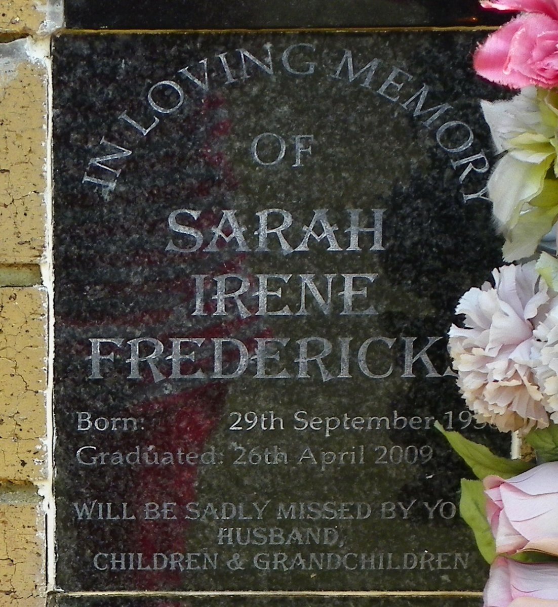 FREDERICKS Sarah Irene 19??-2009