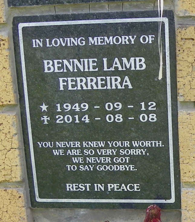FERREIRA Bennie Lamb 1949-2014