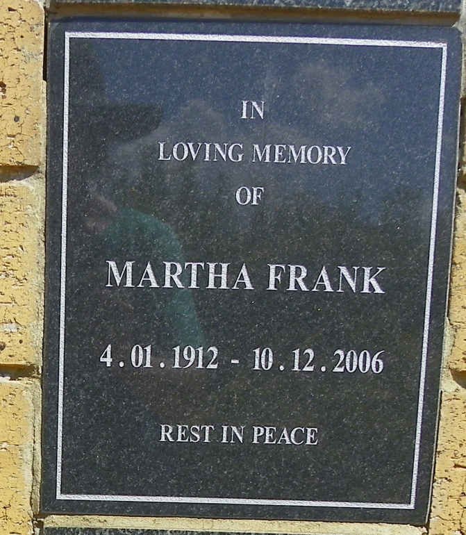 FRANK Martha 1912-2006