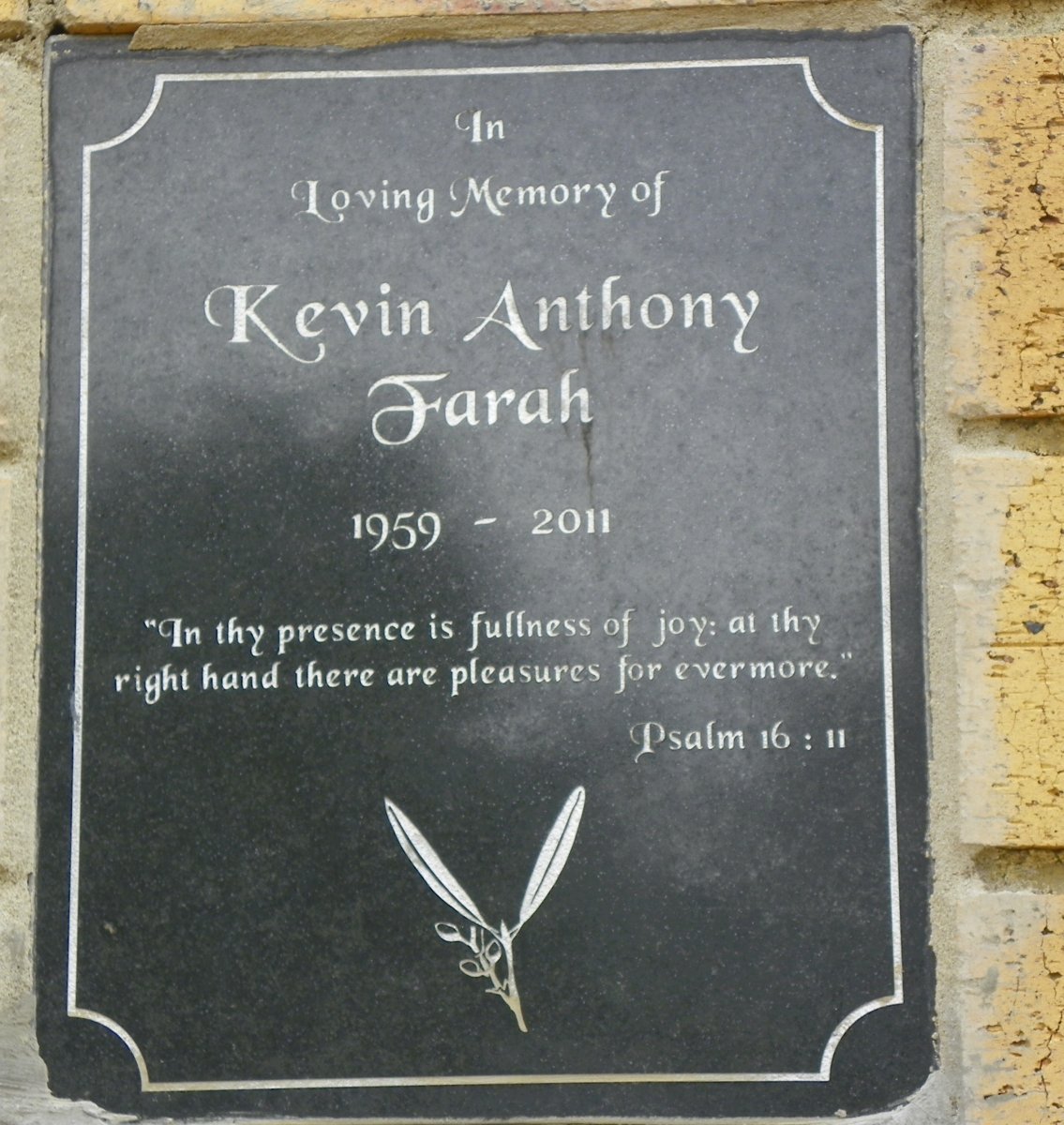 FARAH Kevin Anthony 1959-2011
