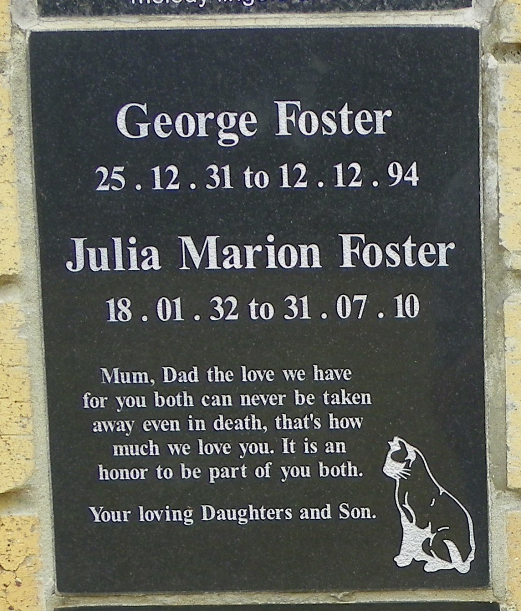 FOSTER George 1931-1994 &amp; Julia Marion 1932-2010