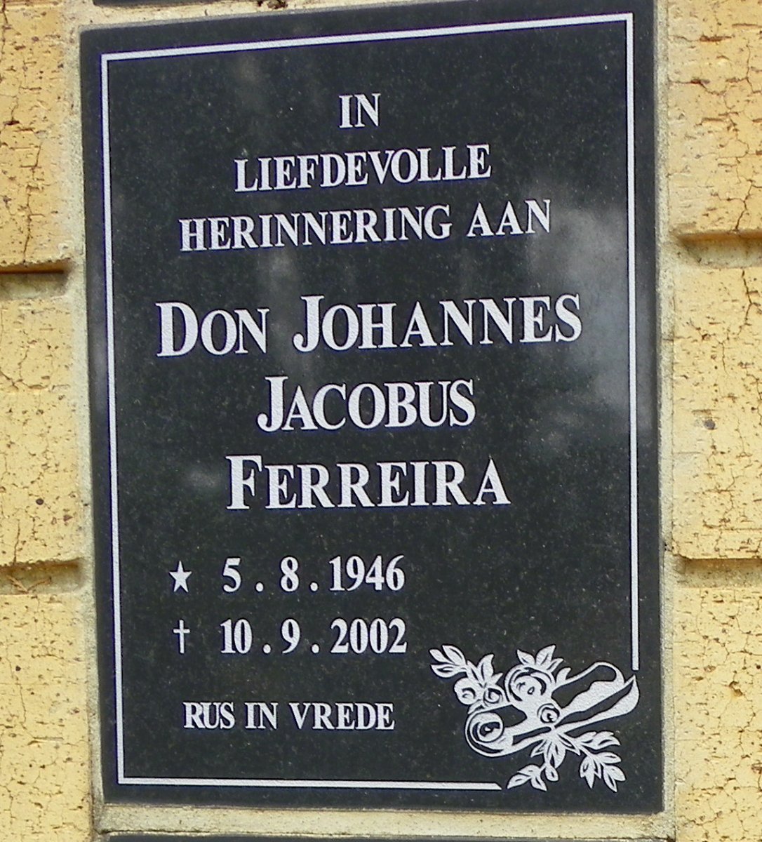 FERREIRA Don Johannes Jacobus 1946-2002