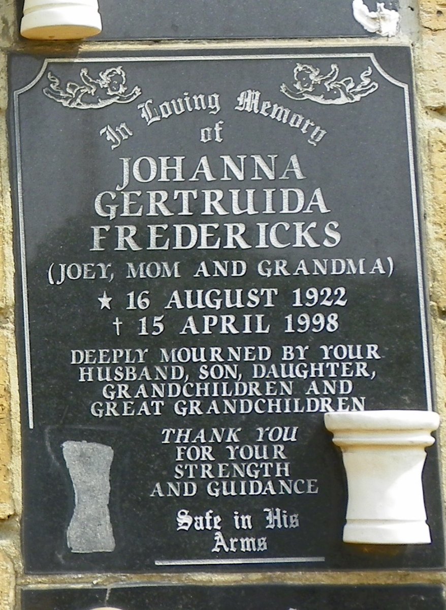 FREDERICKS Johanna Gertruida 1922-1998