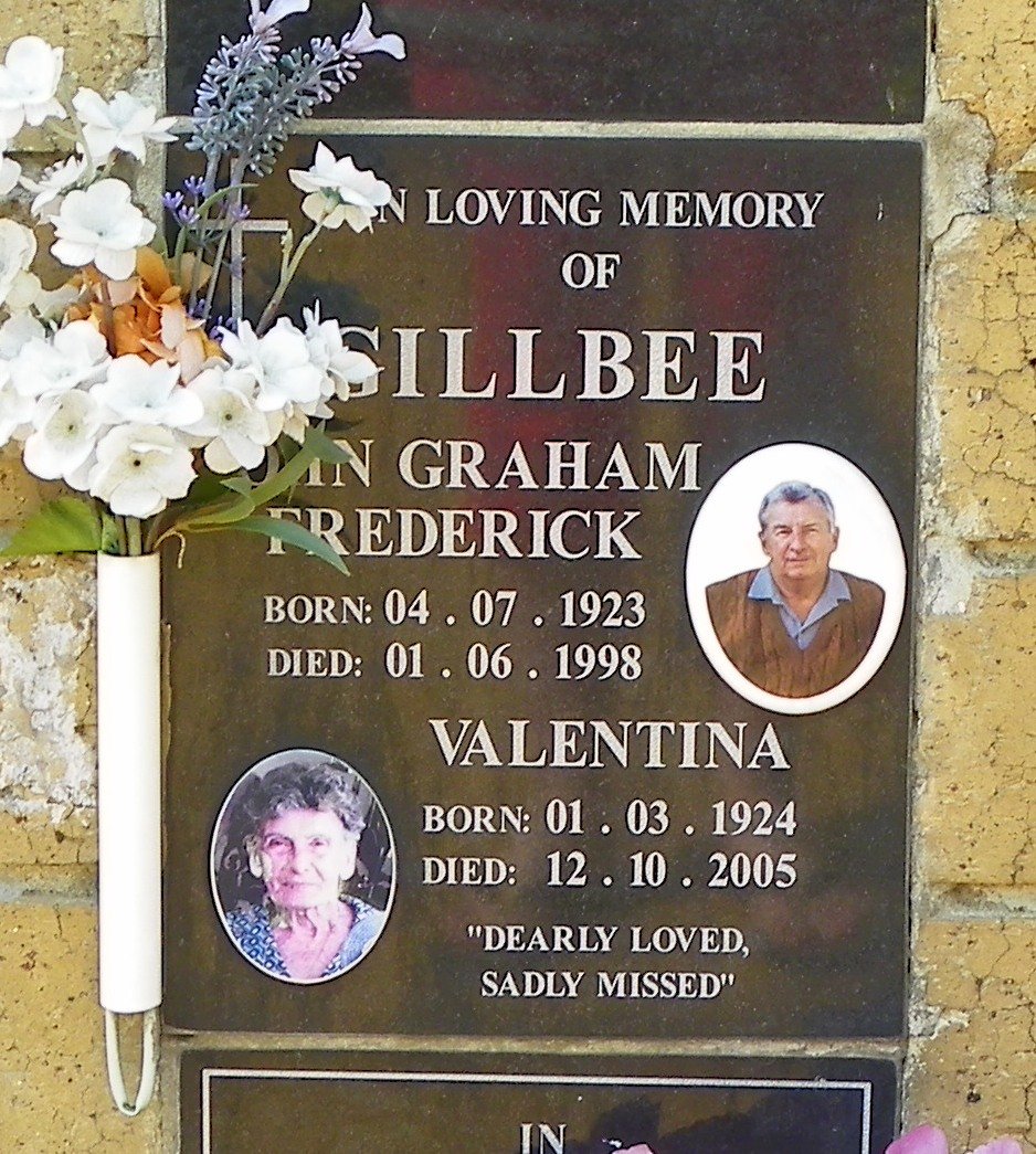 GILLBEE ?ohn Graham Frederick 1923-1998 &amp; Valentina 1924-2005