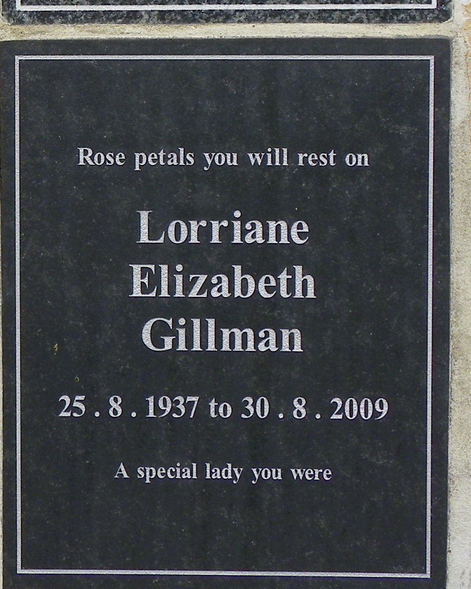 GILLMAN Lorriane Elizabeth 1937-2009