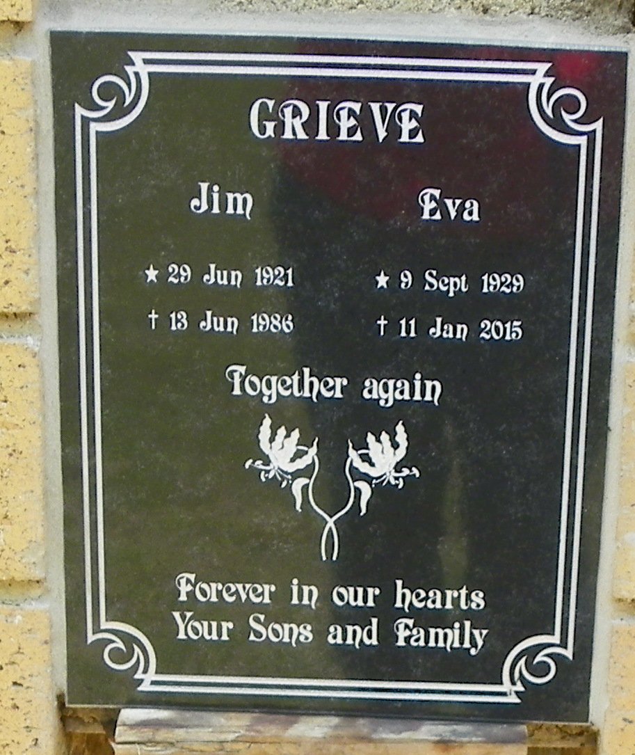 GRIEVE Jim 1921-1986 &amp; Eva 1929-2015