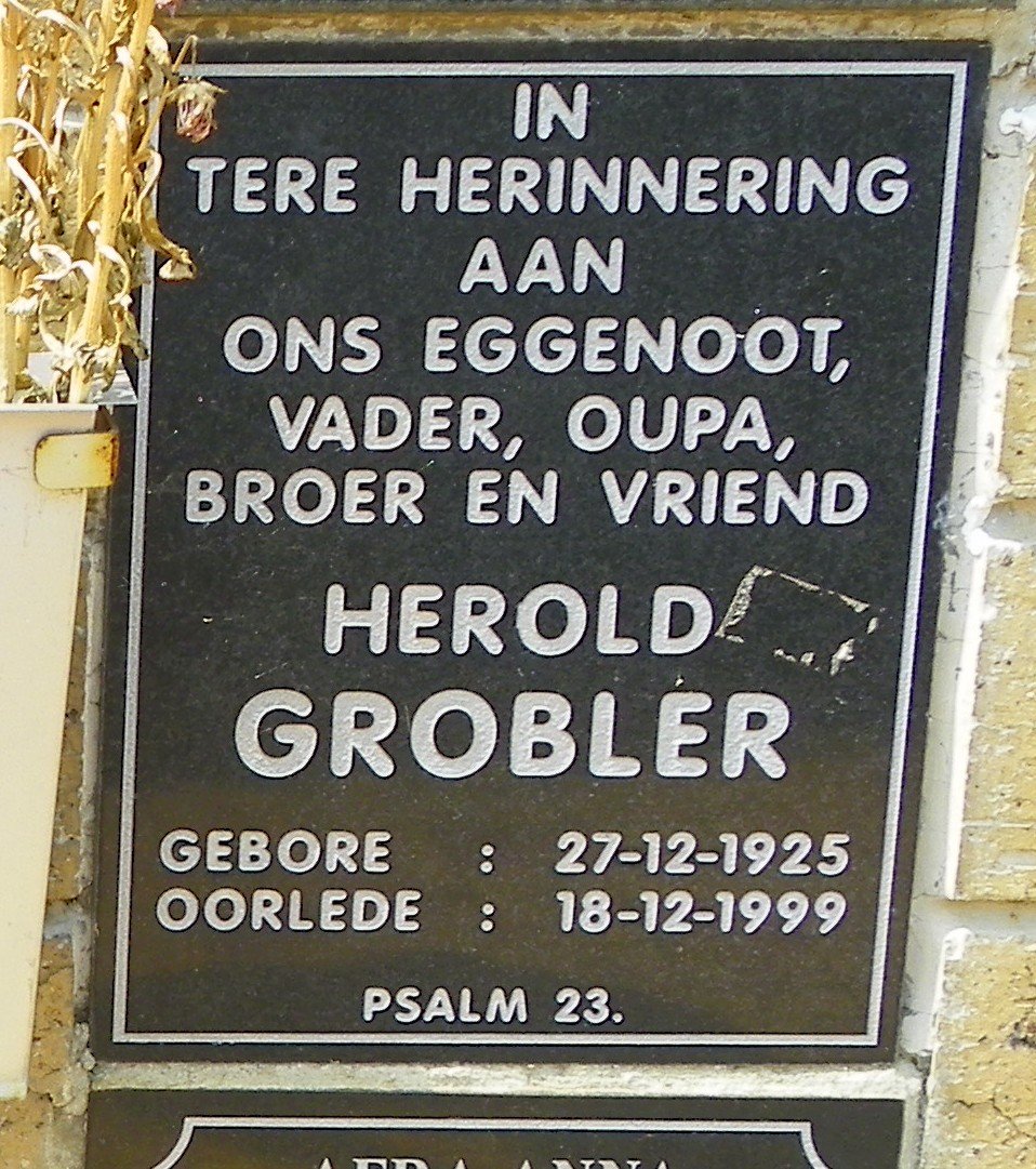GROBLER Herold 1925-1999