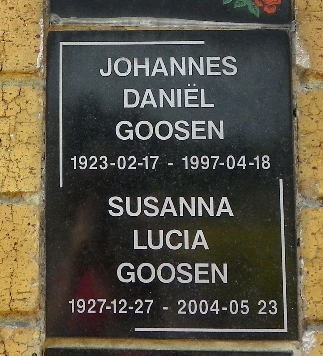 GOOSEN Johannes Daniël 1923-1997 &amp; Susanna Lucia 1927-2004