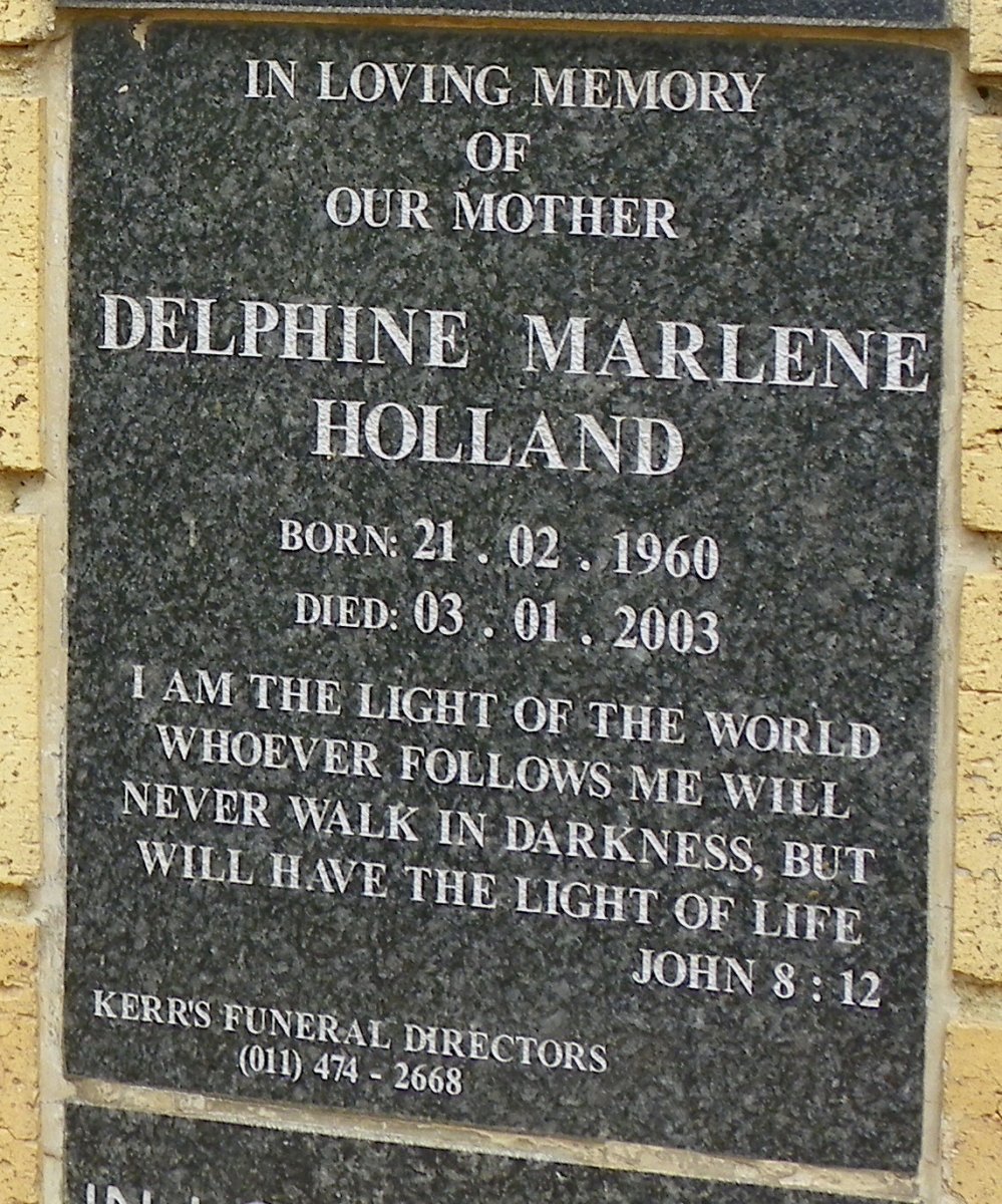 HOLLAND Delphine Marlene 1960-2003