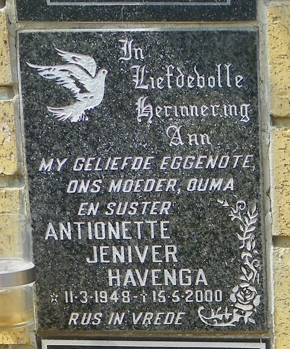 HAVENGA Antionette Jeniver 1948-2000