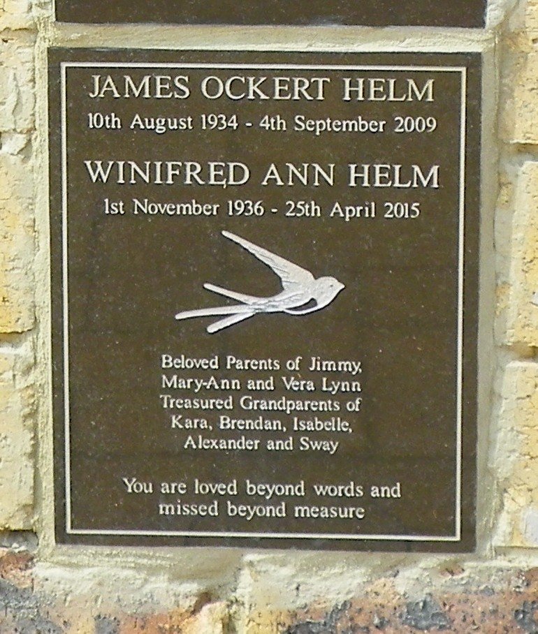 HELM James Ockert 1934-2009 &amp; Winifred Ann 1936-2015