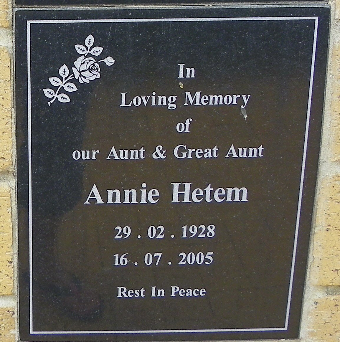 HETEM Annie 1928-2005