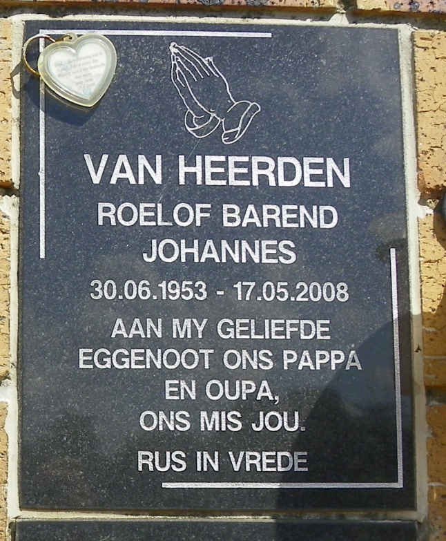 HEERDEN Roelof Barend Johannes, van 1953-2008