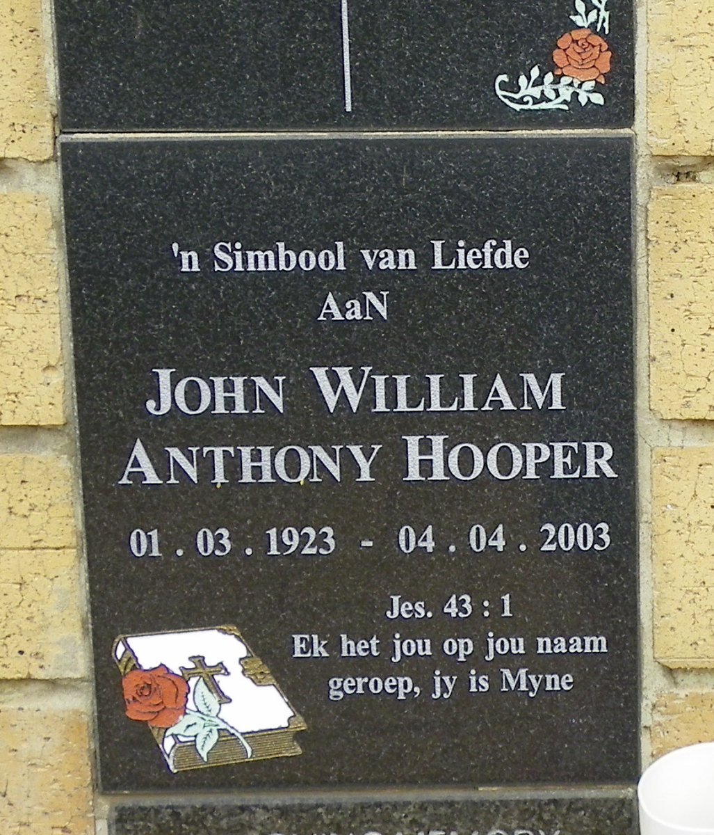 HOOPER John William Anthony 1923-2003