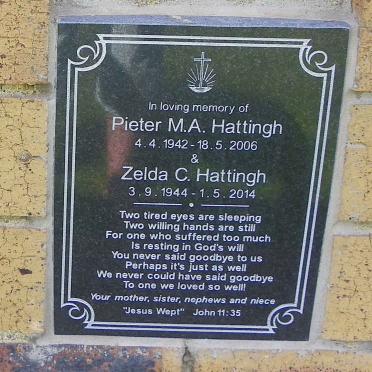 HATTINGH Pieter M.A. 1942-2006 &amp; Zelda C. 1944-2014