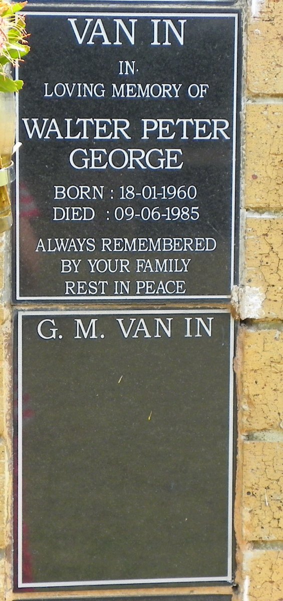 IN Walter Peter George, van 1960-1985 &amp; G.M.