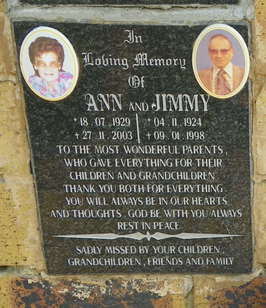 ? Jimmy 1924-1998 &amp; Ann 1929-2003