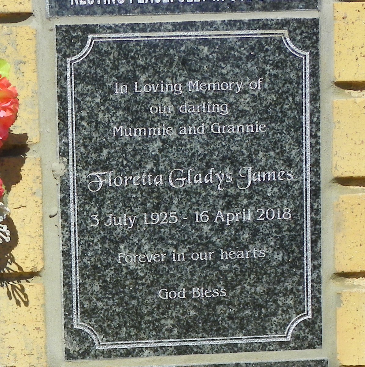 JAMES Floretta Gladys 1925-2018