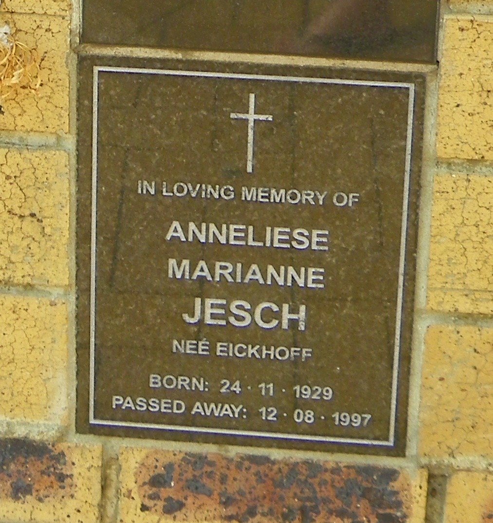 JESCH Anneliese Marianne nee EICKHOFF 1929-1997