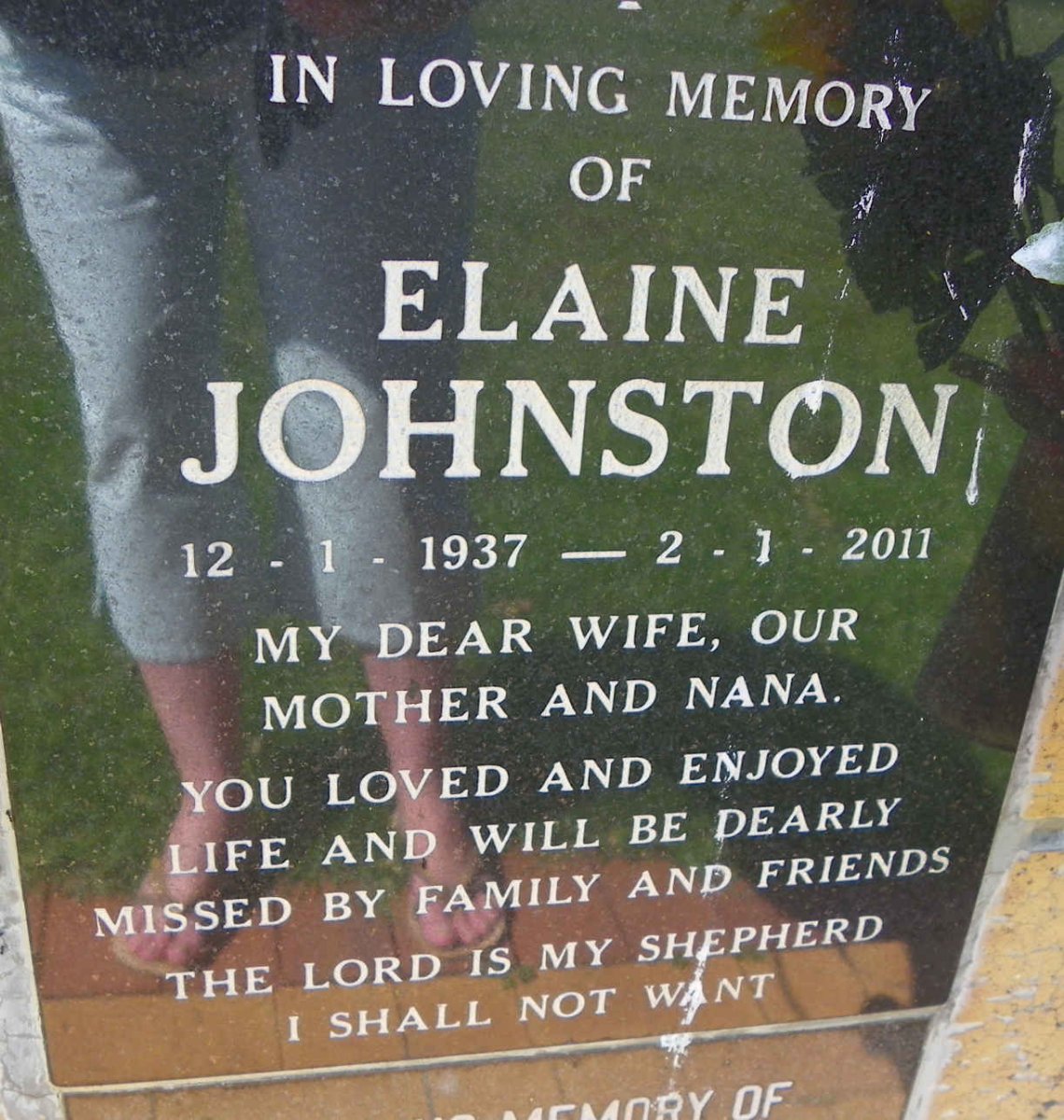 JOHNSTON Elaine 1937-2011