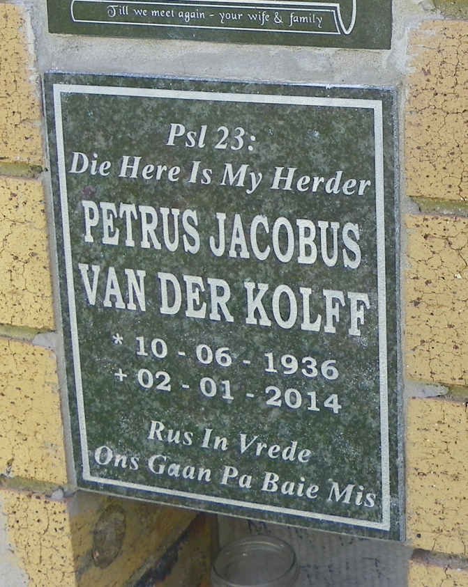 KOLFF Petrus Jacobus, van der 1936-2014