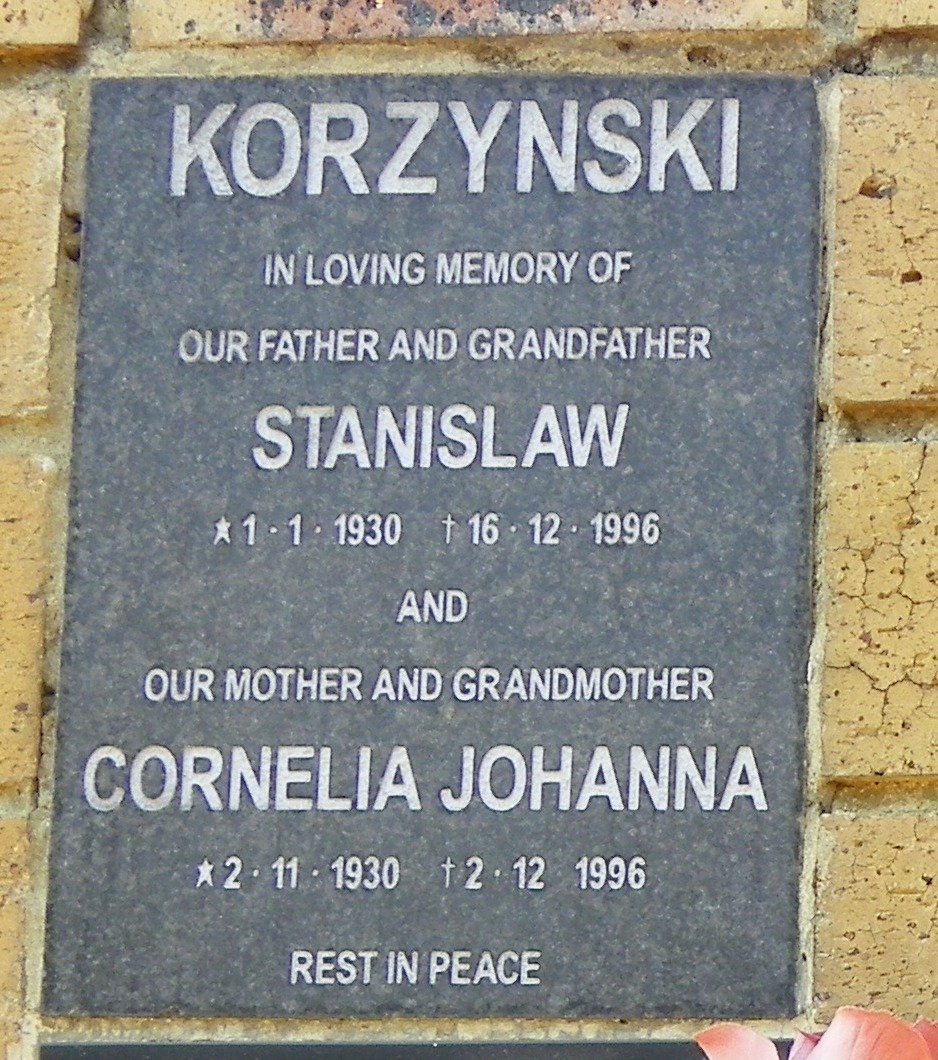 KORZYNSKI Stanislaw 1930-1996 &amp; Cornelia Johanna 1930-1996