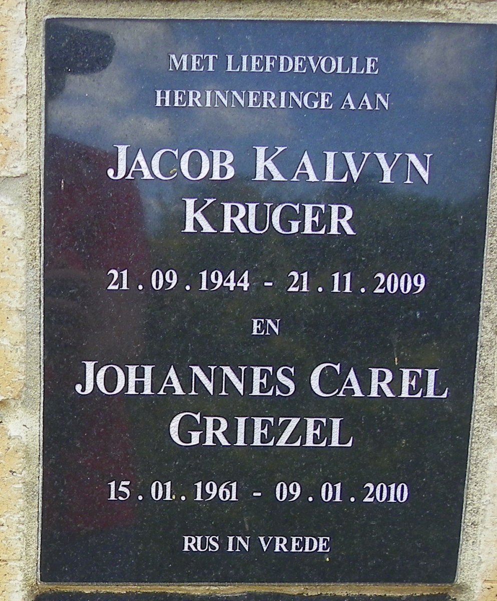 KRUGER Jacob Kalvyn 1944-2009 :: GRIEZEL Johannes Carel 1961-2010