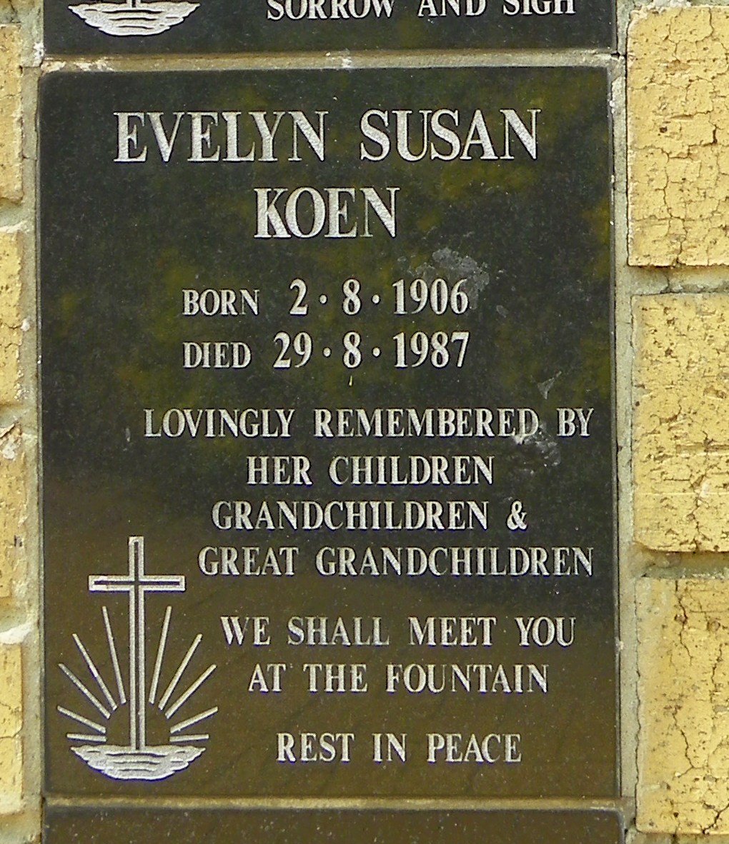 KOEN Evelyn Susan 1906-1987