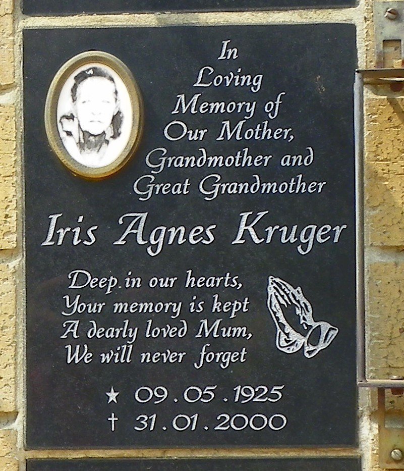 KRUGER Iris Agnes 1925-2000