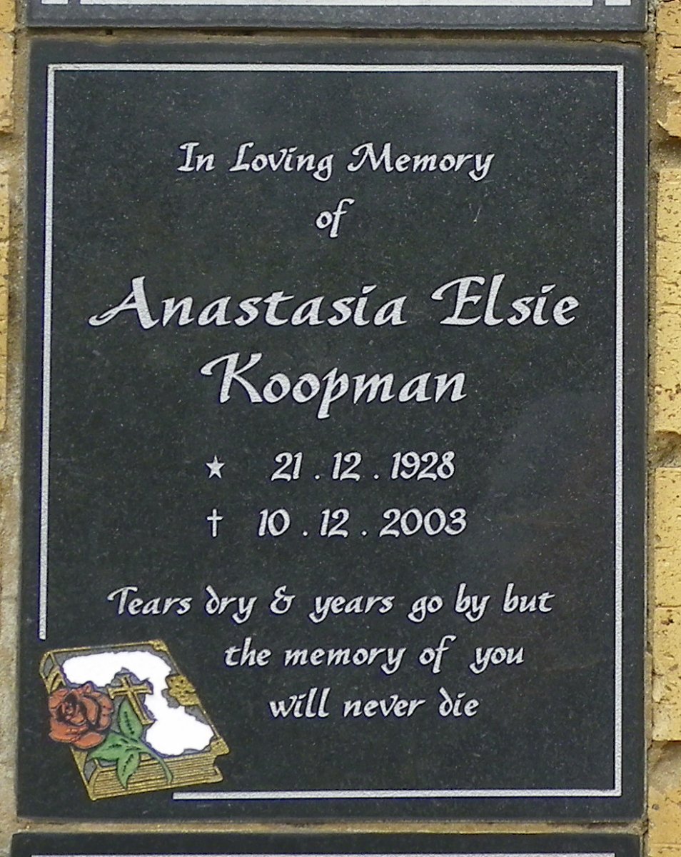 KOOPMAN Anastasia Elsie 1928-2003