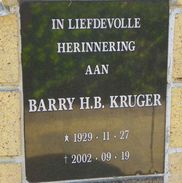 KRUGER Barry H.B. 1929-2002