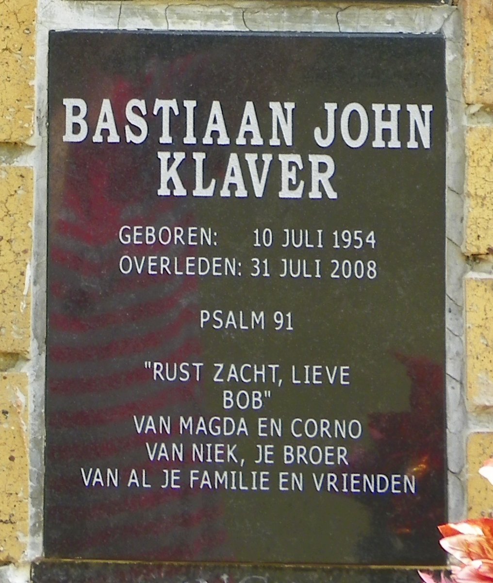 KLAVER Bastiaan John 1954-2008