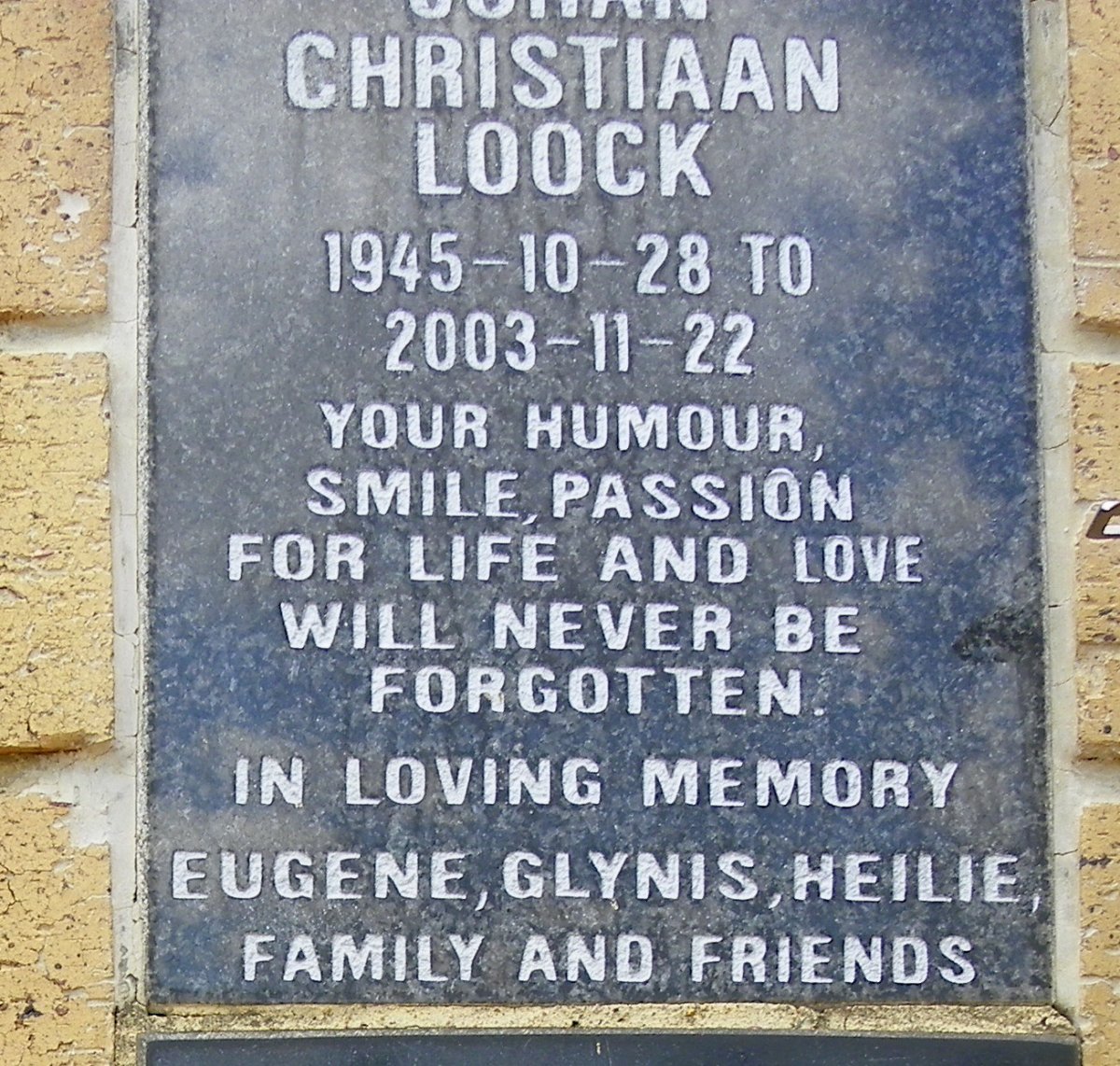 LOOCK Johan Christiaan 1945-2003