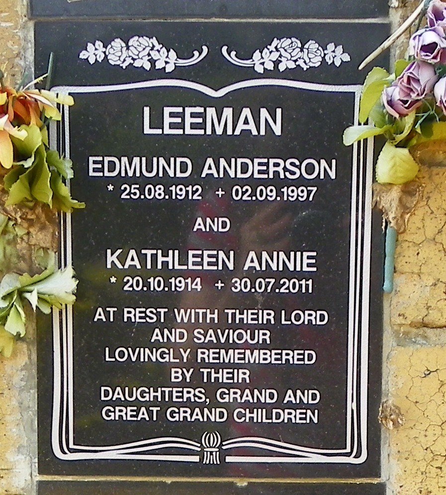 LEEMAN Edmund Anderson 1912-1997 &amp; Kathleen Annie 1914-2011